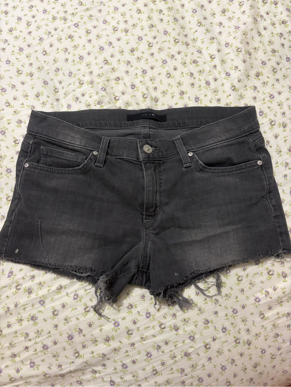 Joe's Jeans Faded Black Low-Rise Distressed Denim Shorts